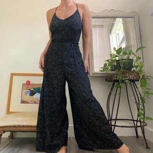 Vintage 90s Black Wide Leg Jumpsuit Size M